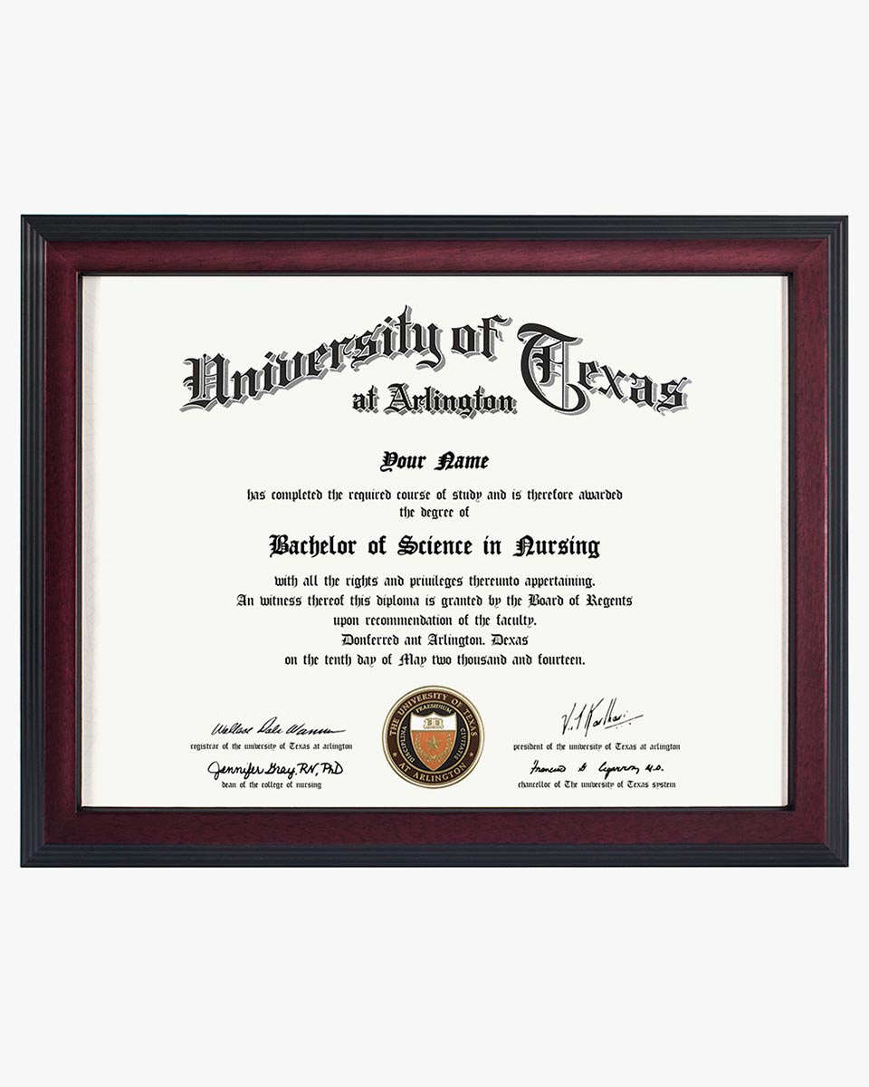 Certificate Document Solid Wood Frame Mahogany with Black Tapering Stepped Edge - 8 1-2'' x 11''