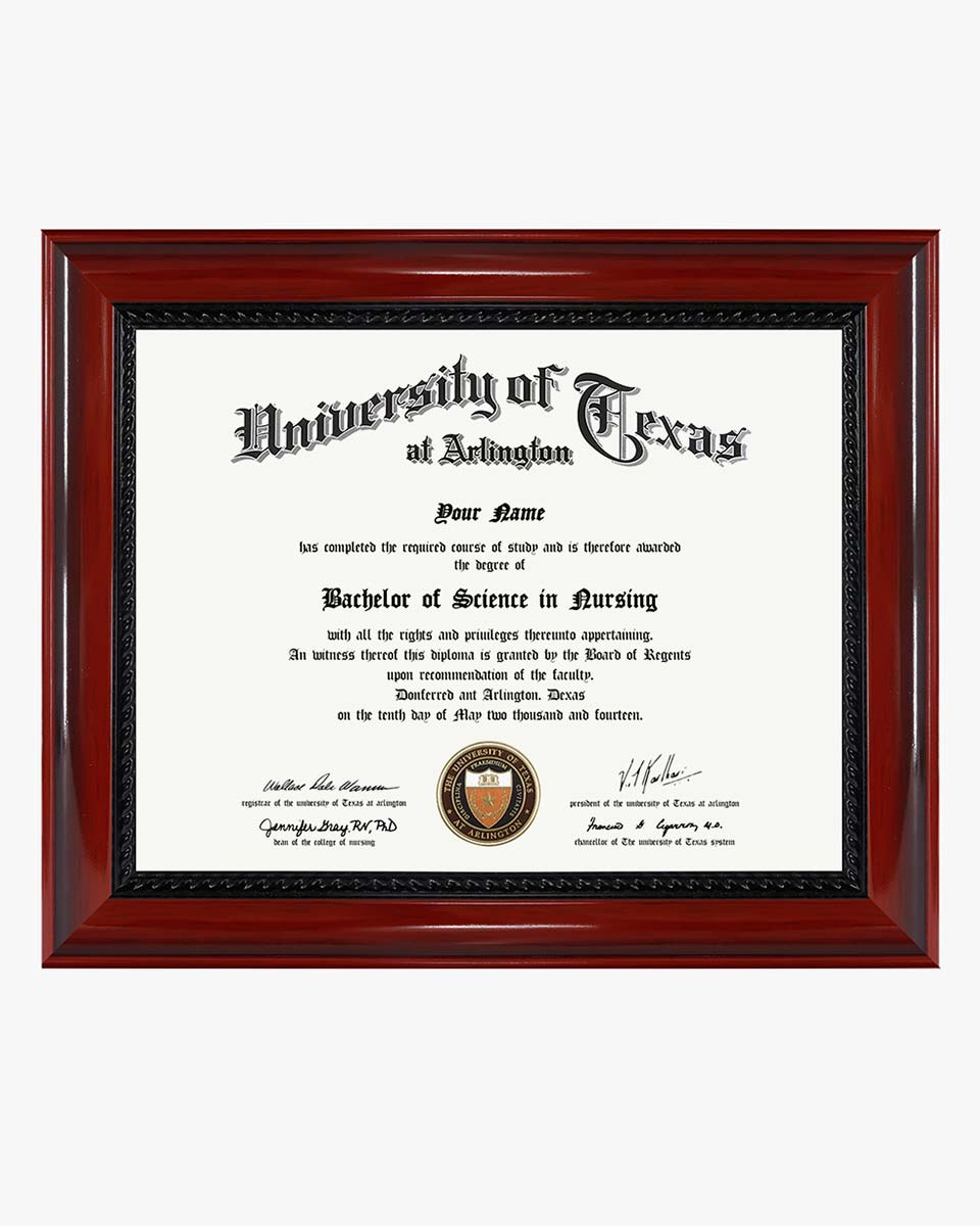 Certificate Document Cherry Finish with Intricate Black Rope Detail Solid Wood Frame - 8.5" * 11"