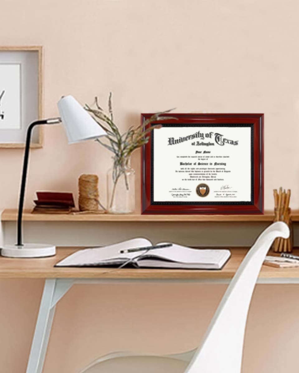 Certificate Document Cherry Finish with Intricate Black Rope Detail Solid Wood Frame - 8.5" * 11"