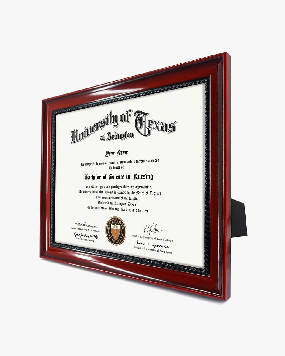 Certificate Document Cherry Finish with Intricate Black Rope Detail Solid Wood Frame - 8.5" * 11"