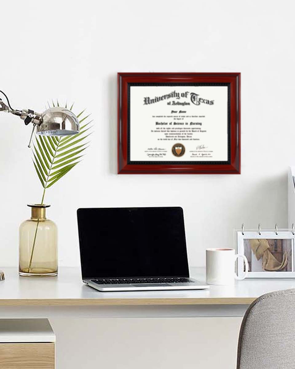 Certificate Document Cherry Finish with Intricate Black Rope Detail Solid Wood Frame - 8.5" * 11"