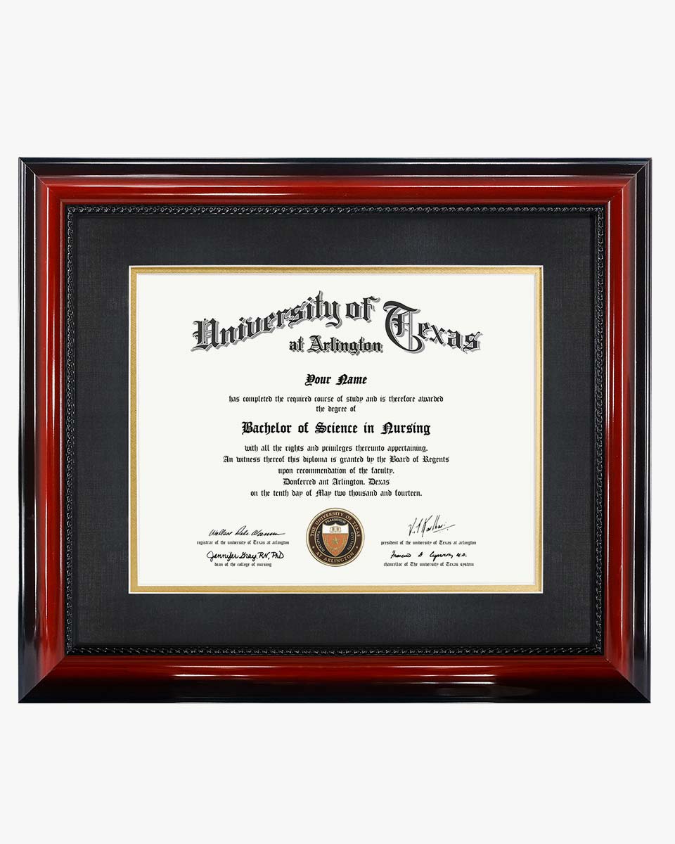 Certificate Document Cherry Finish with Intricate Black Rope Detail Solid Wood Frame with Mat - 11"*14"