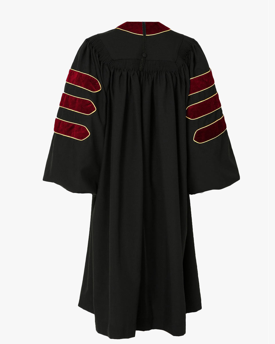 Deluxe Doctoral Academic Gown Only - Scarlet with Gold Piping