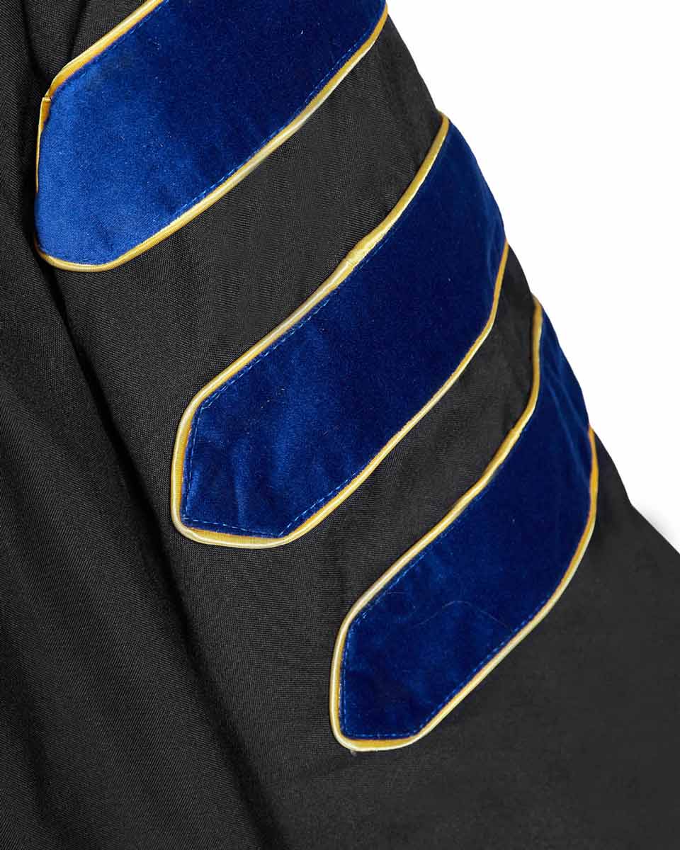 Deluxe Doctoral Academic Gown Only - PhD Blue with Gold Piping