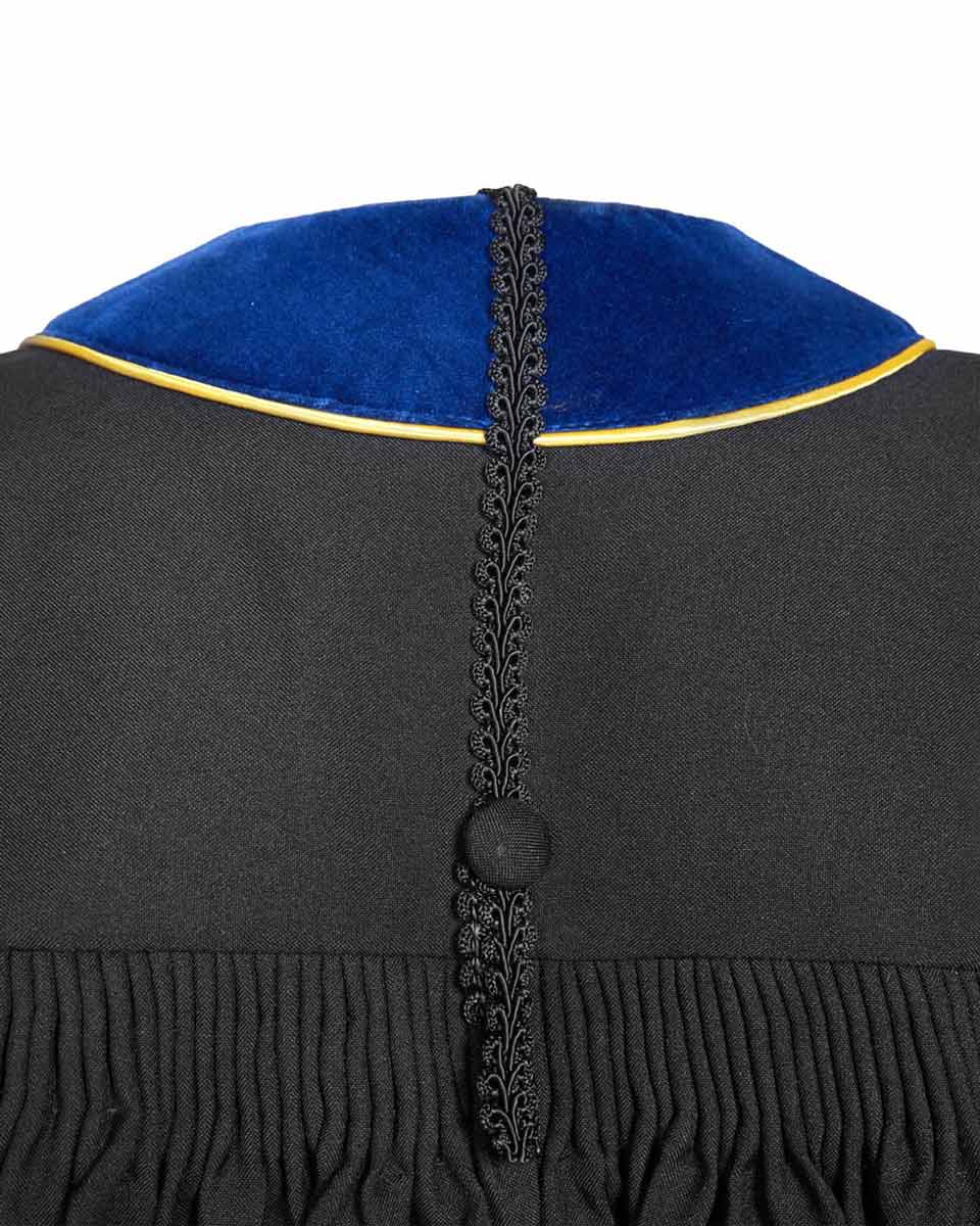 Deluxe Doctoral Academic Gown Only - PhD Blue with Gold Piping