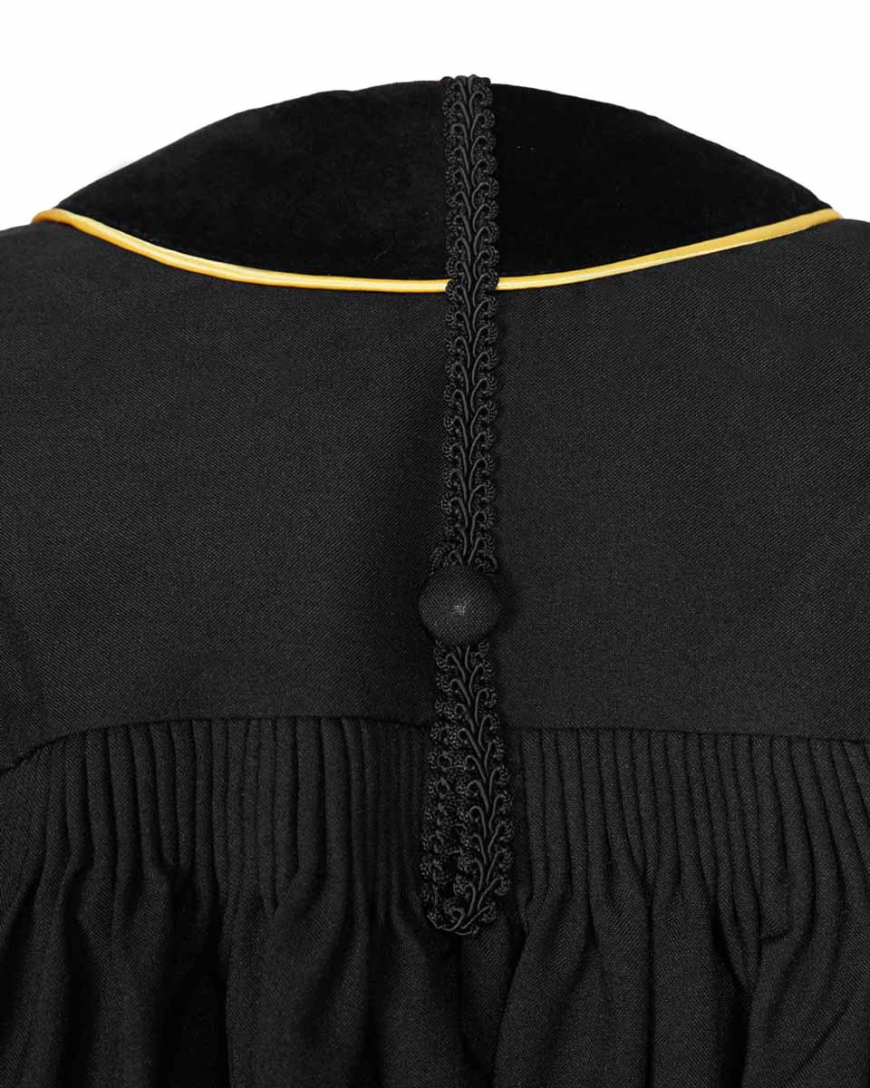 Deluxe Doctoral Gown Tam  - Black Trim with Gold Piping