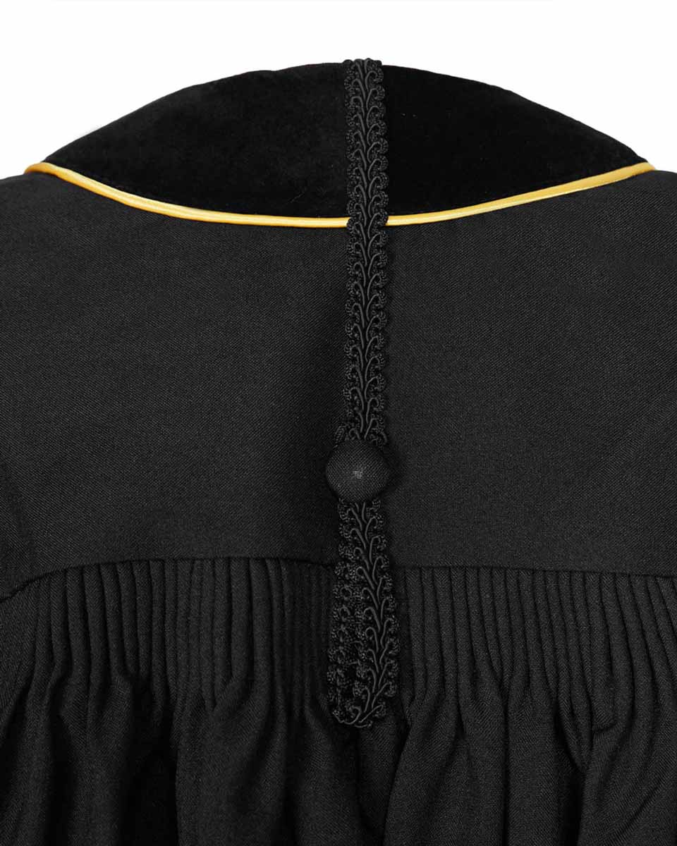 Deluxe Doctoral Academic Gown Only - Black with Gold Piping 54 (5'9"-5'11") Deluxe Doctoral Academic Gown Only - Black with Gold Piping 54 (5'9"-5'11")