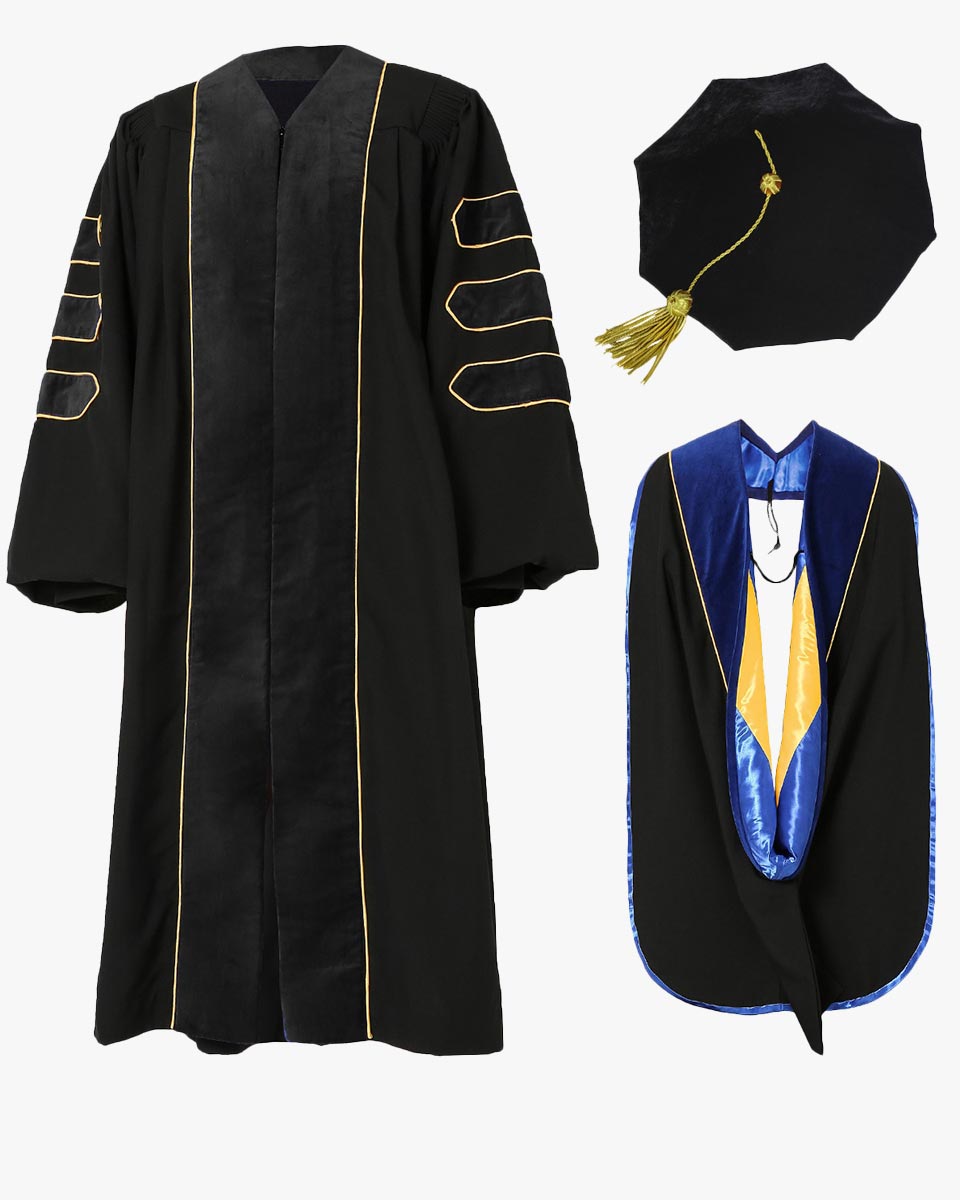 Academic Regalia Doctoral Black With Velvet Piping (PhD/EdD