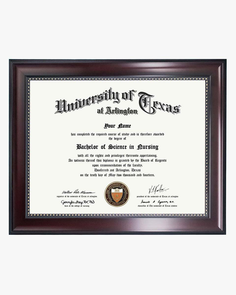 Certificate Document Frame Mahogany with Gold Beaded - 8 1-2'' x 11''