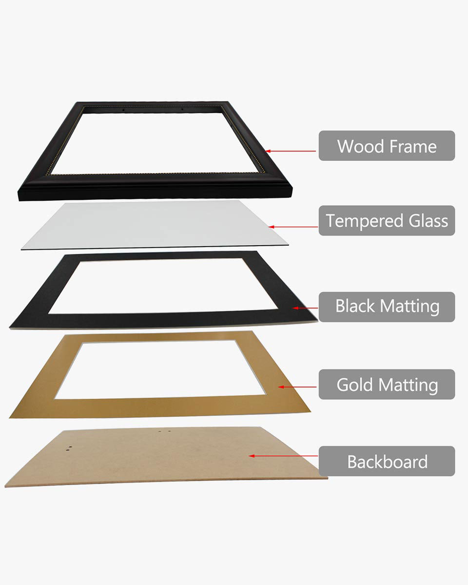 Certificate Document Recycled Polystyrene Frame with Black Gold Double Mat for 8.5"*11" - 2 Colors Available