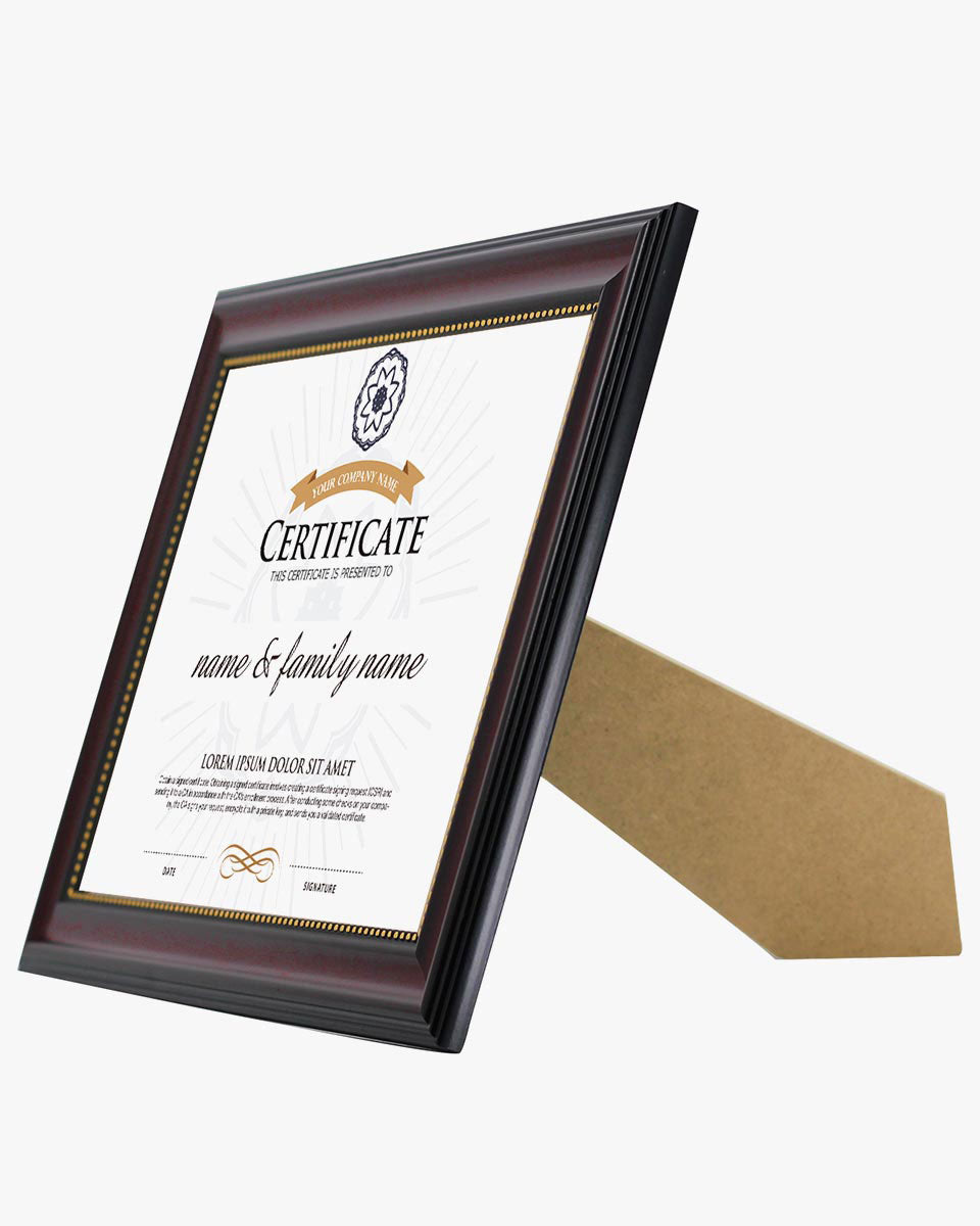 Certificate Document Frame Mahogany with Gold Beaded A4 Size - Pack of 2