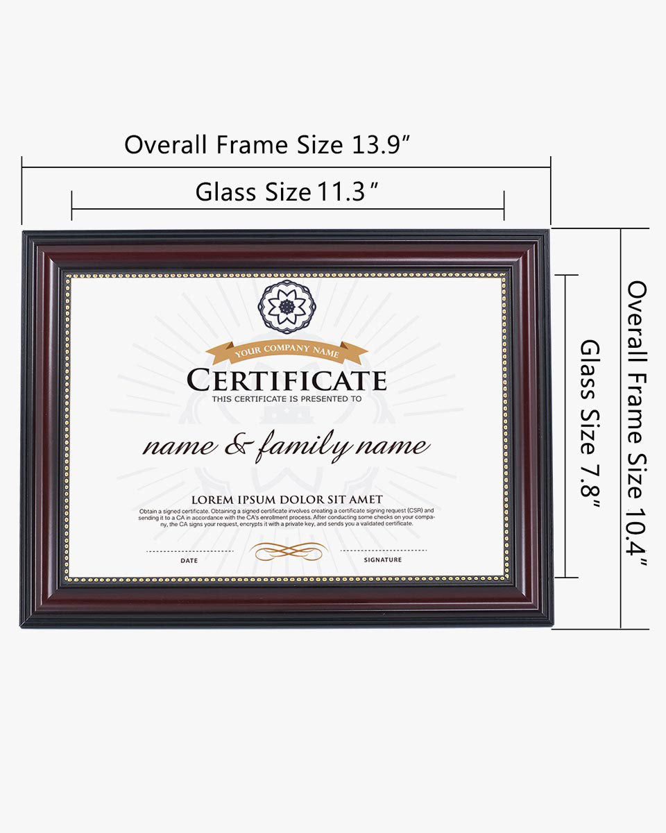 Certificate Document Frame Mahogany with Gold Beaded - A4 Size