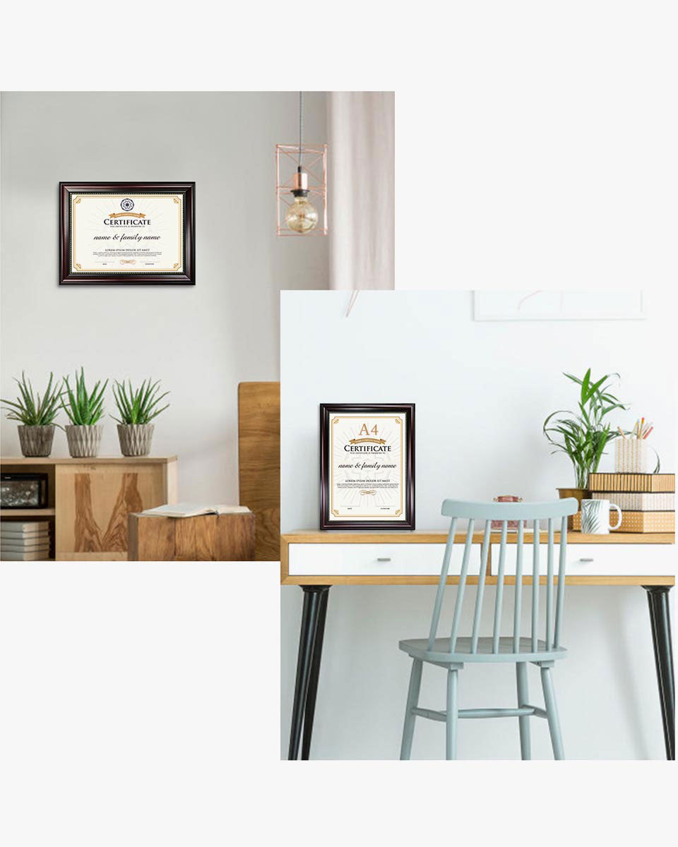 Certificate Document Frame Mahogany with Gold Beaded - A4 Size