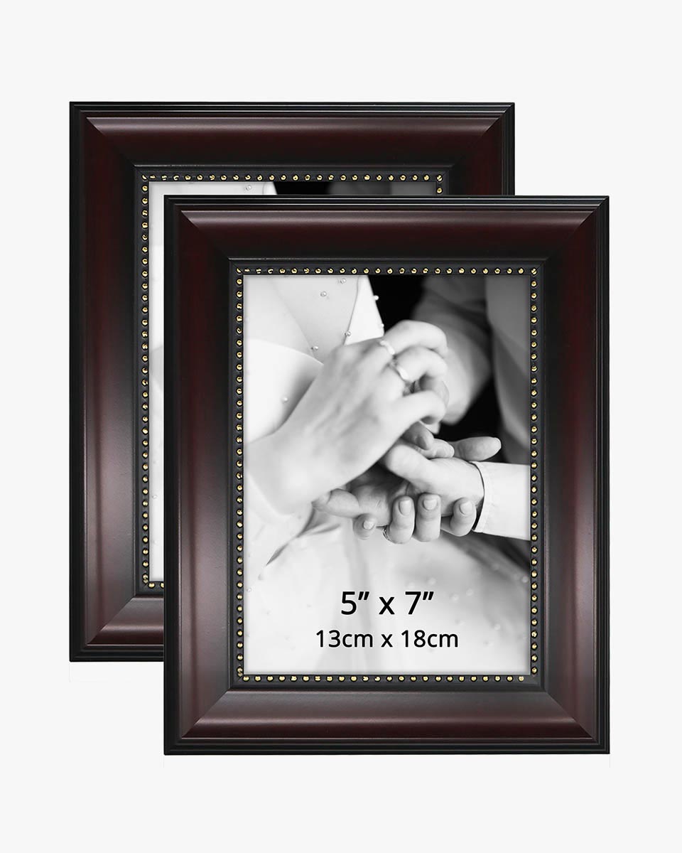 Mahogany Picture Frame,Photo Display with Gold Beading,pack of 2 - 3 Sizes Available