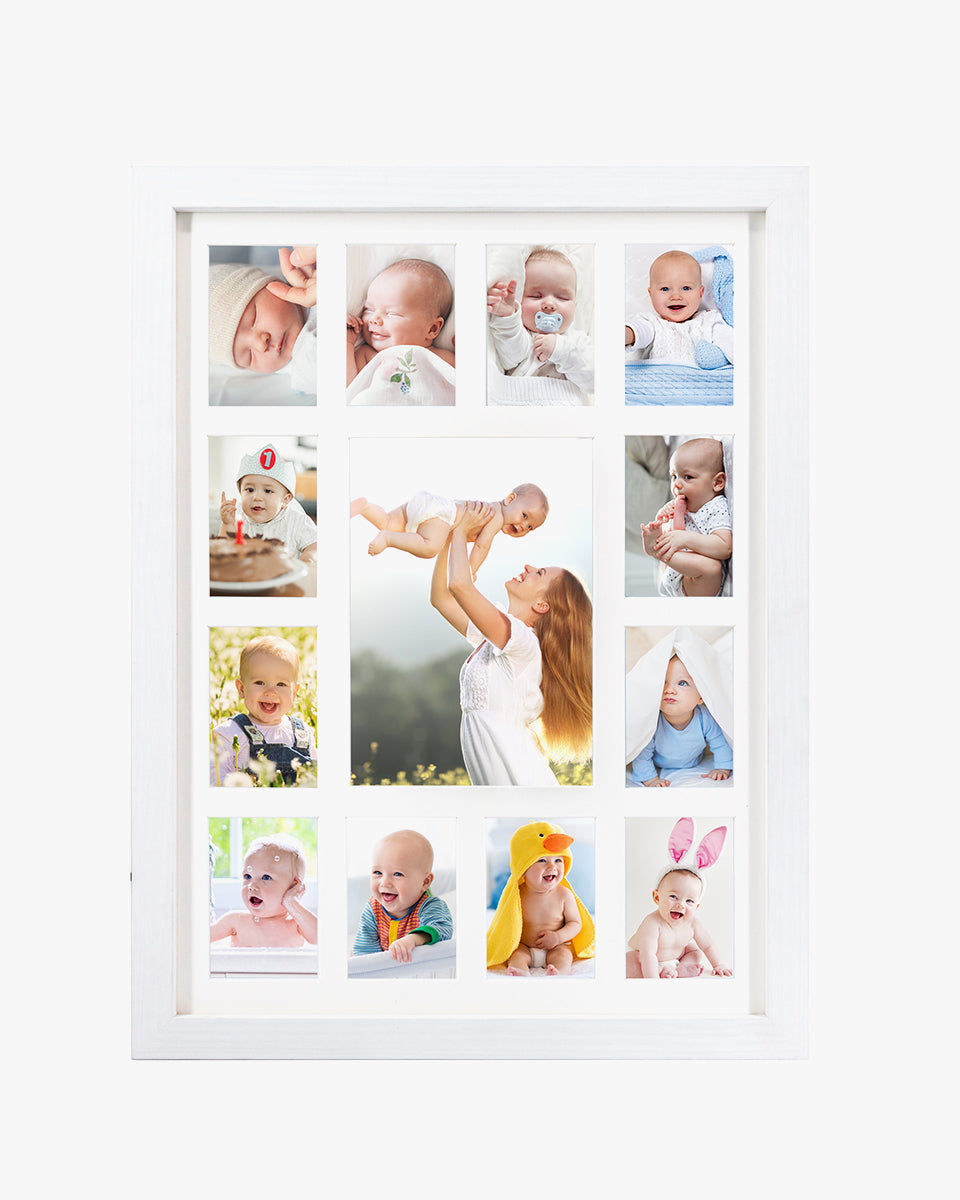 Graduation School Years K-12 Day Collage Wood with Double Mat Photo Frame - 3 Colors Available