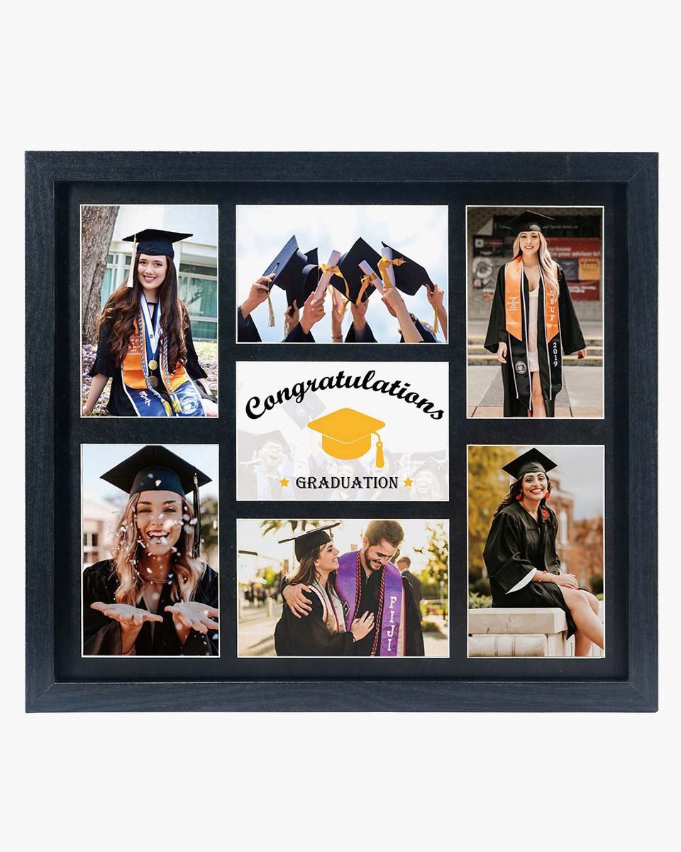 Graduation Multi-Year School Picture Frame with 7 Openings 4X6 Pictures