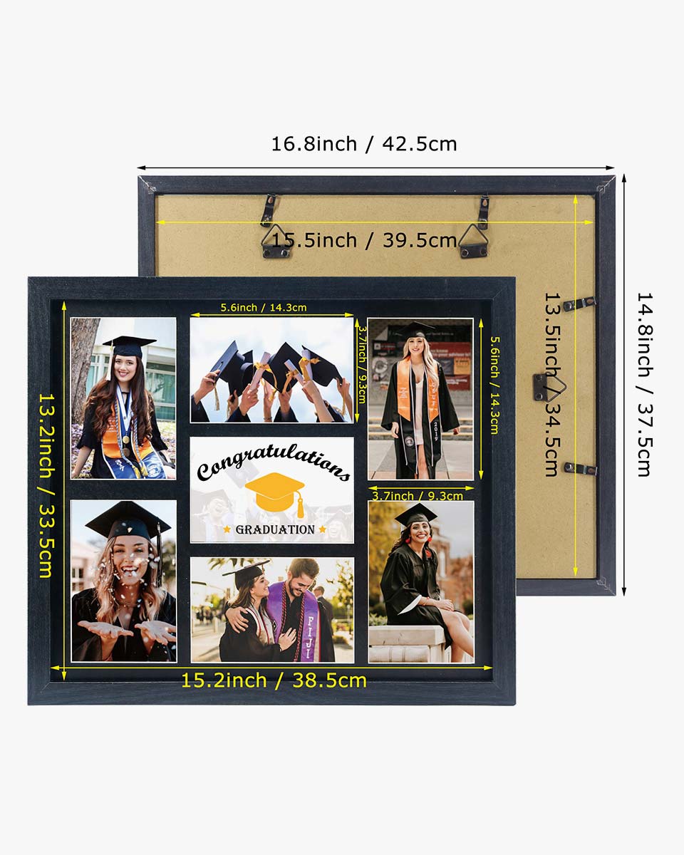 Graduation Multi-Year School Picture Frame with 7 Openings 4X6 Pictures