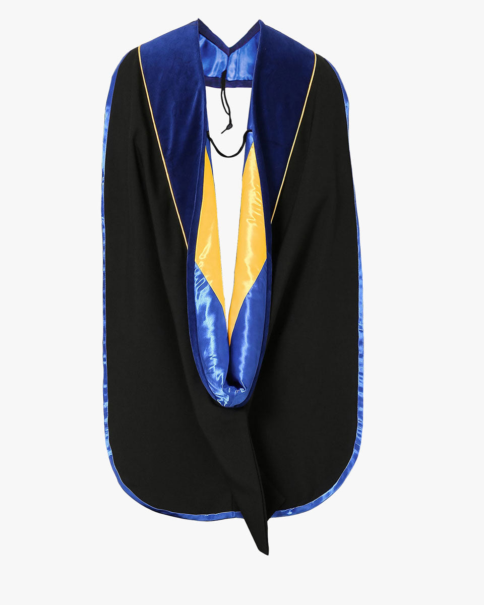 Deluxe Doctoral Hood with Gold Piping - 10 Color Combinations Available