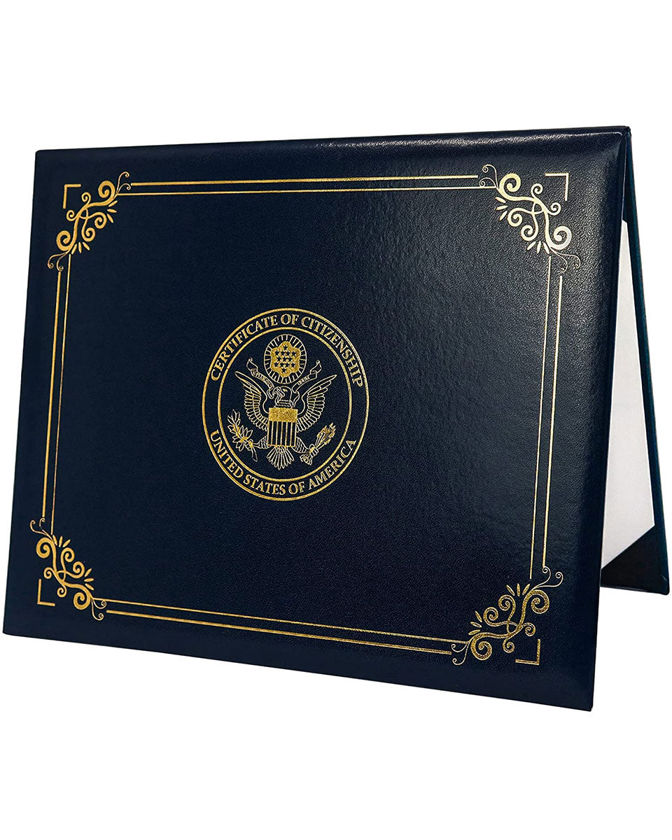 US Citizenship Naturalization Certificate Cover of with Gold Logo 'Certificate of Citizenship'