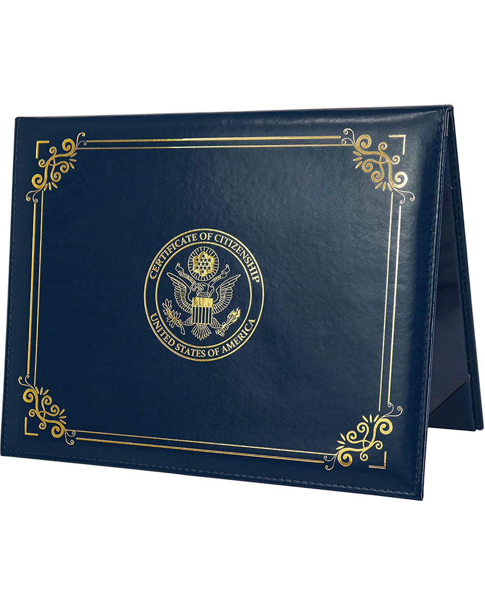 US Citizenship PU Naturalization Certificate Cover of with Gold Logo 'Certificate of Citizenship'