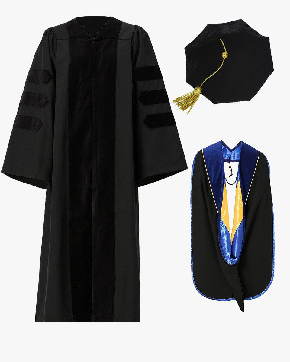Economy Doctoral Graduation Gown, Tam & Hood Package