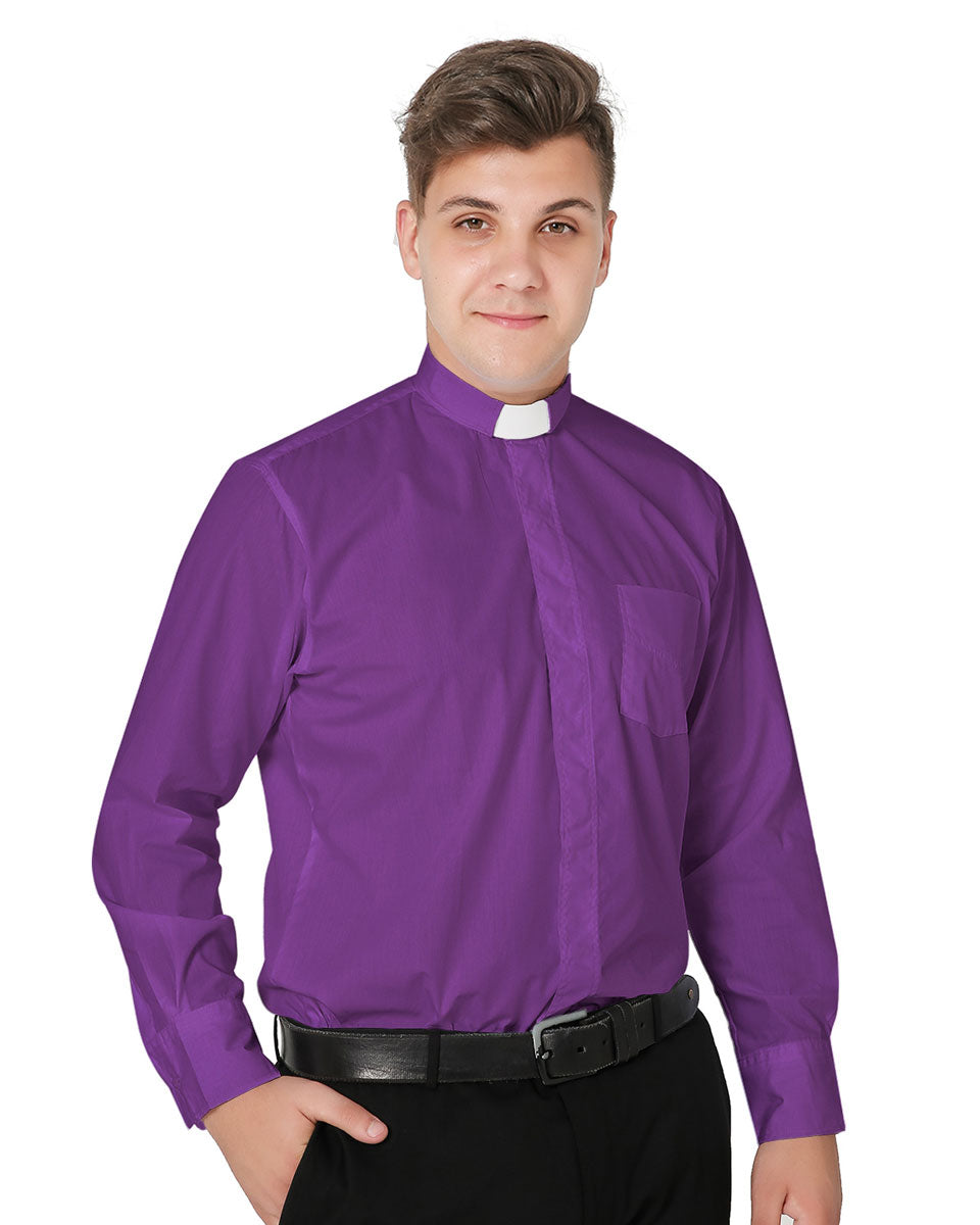 Men's Long-sleeved Tab Collar Clergy Shirt for Halloween Costumes