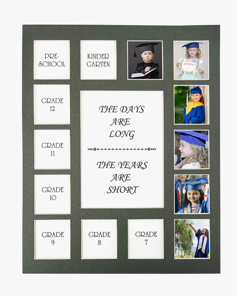 School Years Picture Mat with NO Frame Pre-School & Kindergarten to 12th Grade Displays - 3 Colors Available