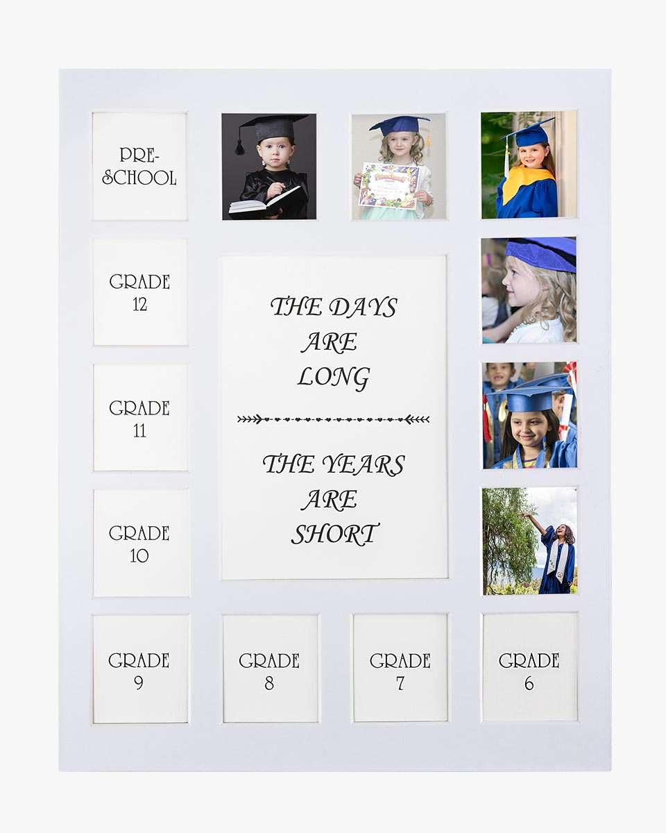School Years Picture Mat with NO Frame Pre-School & Kindergarten to 12th Grade Displays - 3 Colors Available