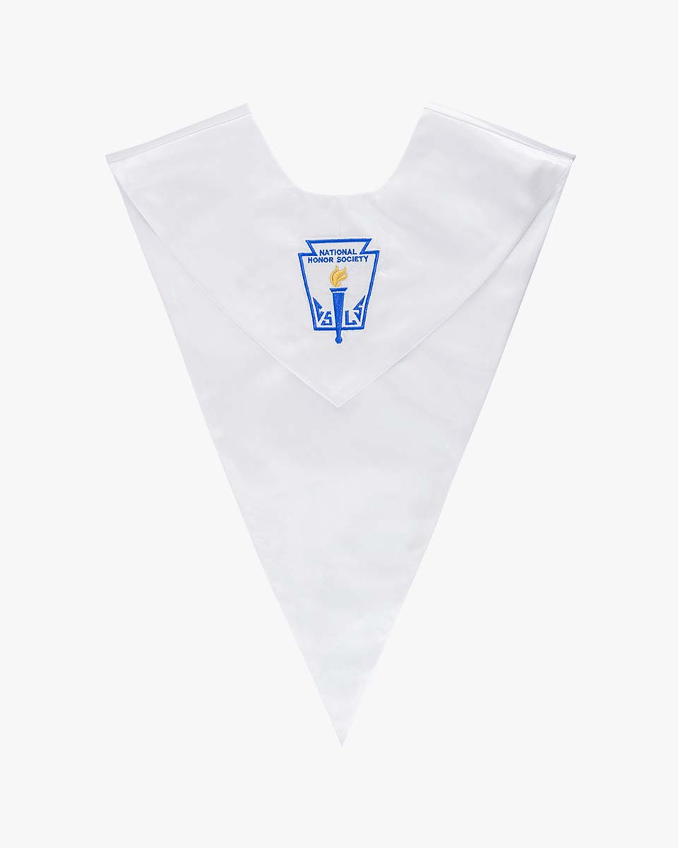 Unisex Adult V-neck Graduation Stole With Embroidered NATIONAL HONOR SOCIETY Patch - 2 Colors Available