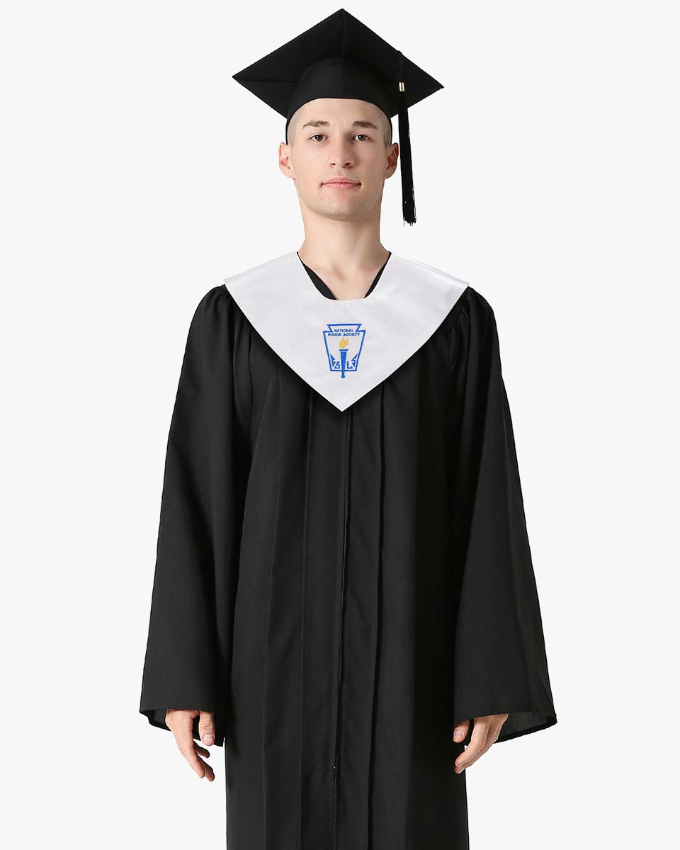 Unisex Adult V-neck Graduation Stole With Embroidered NATIONAL HONOR SOCIETY Patch - 2 Colors Available