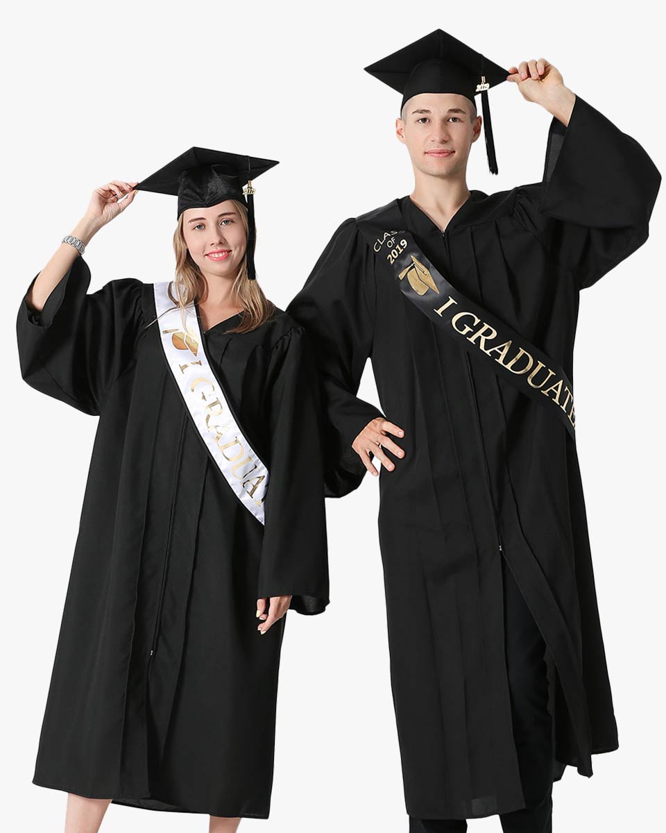 Adult "I Graduated" Graduation Sash - White-Gold