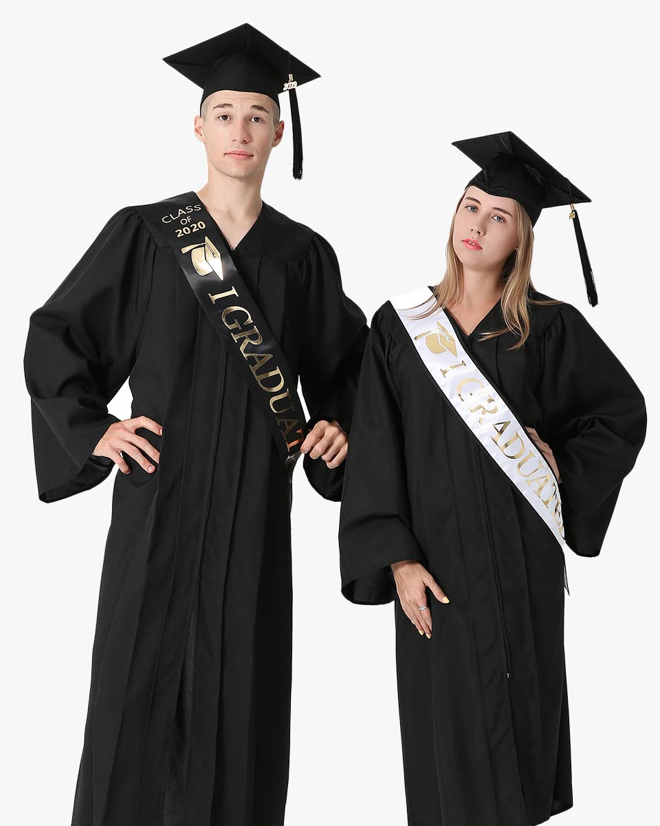 Adult "I Graduated" Graduation Sash - White-Gold