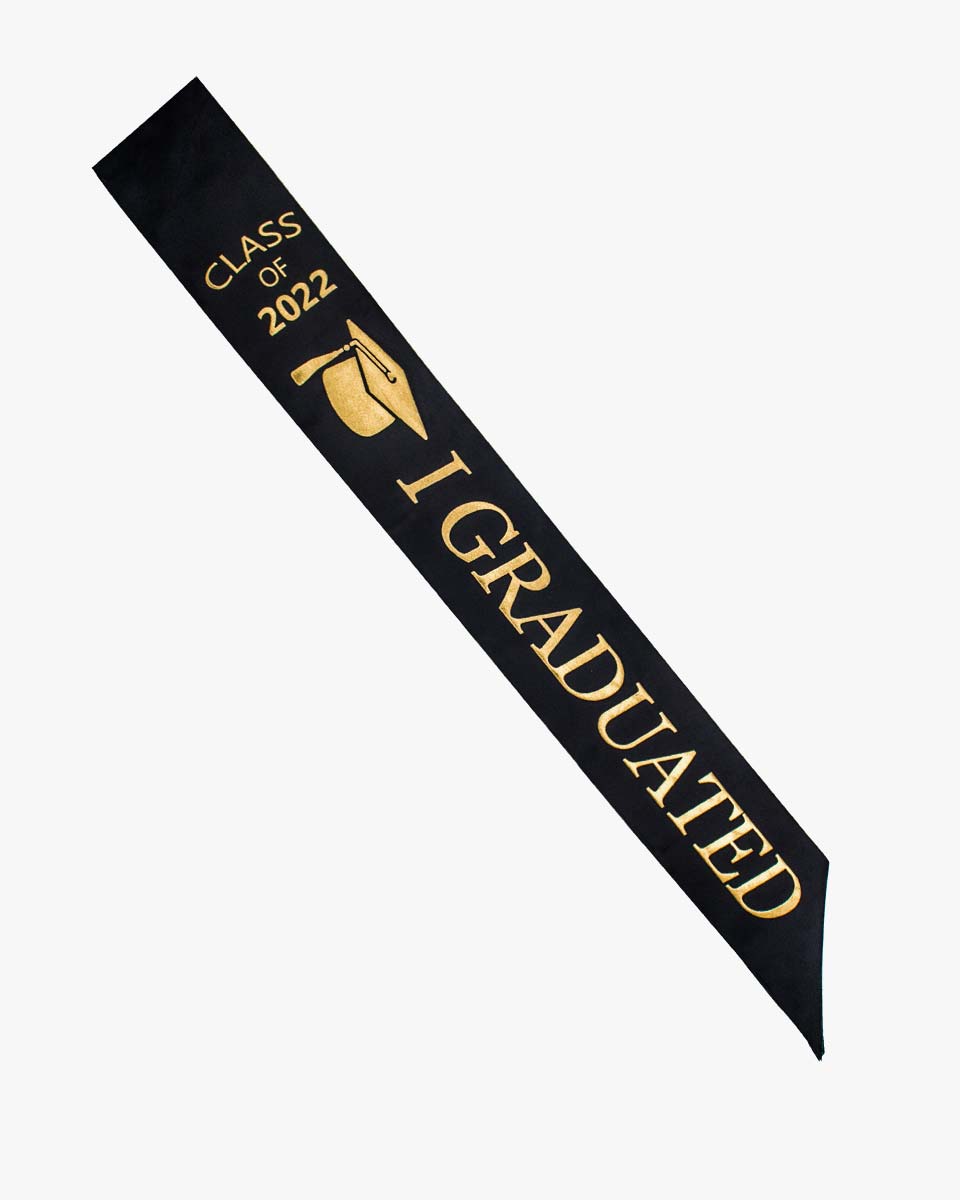 Adult Class of 2022 Graduation Sash - Black-Gold