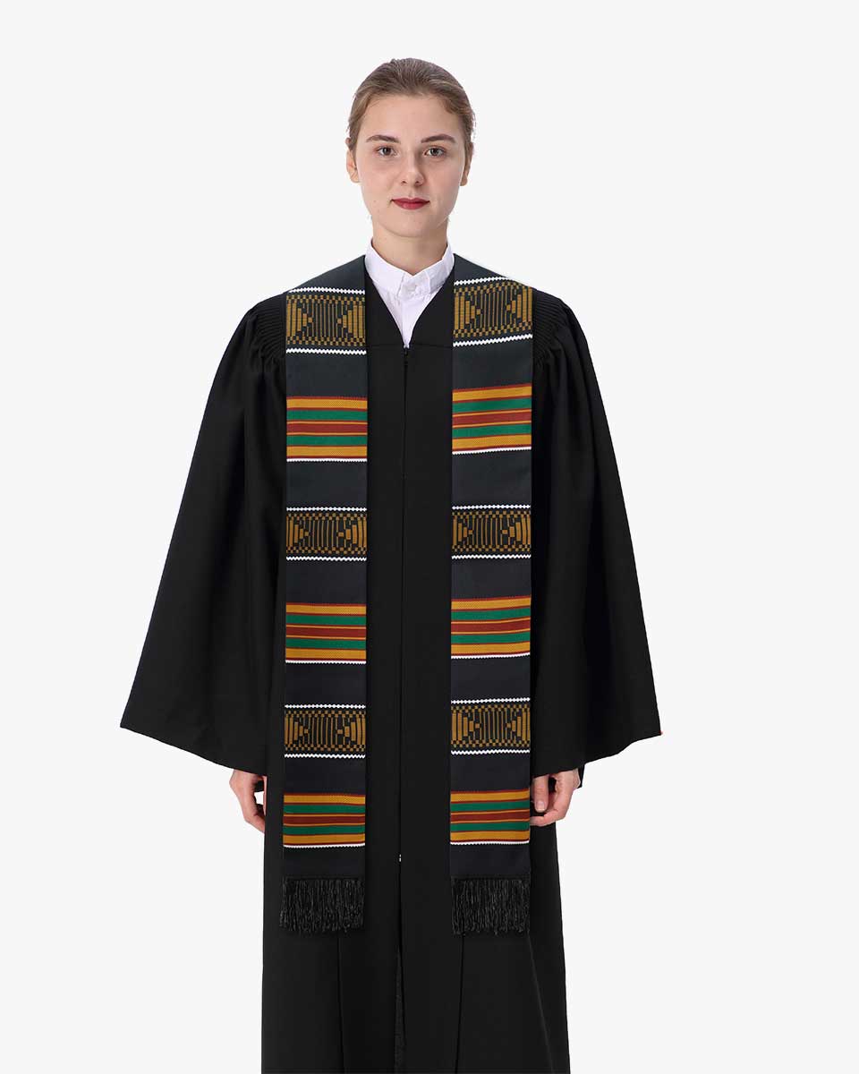 Kente Graduation Stole with Black Tassel Kente Graduation Stole with Black Tassel