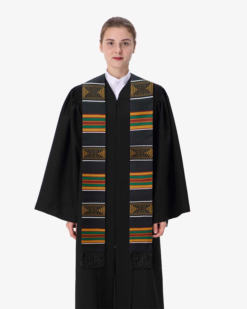 Kente Graduation Stole with Black Tassel