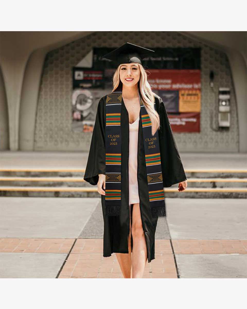 Kente Graduation Stole with Black Tassel